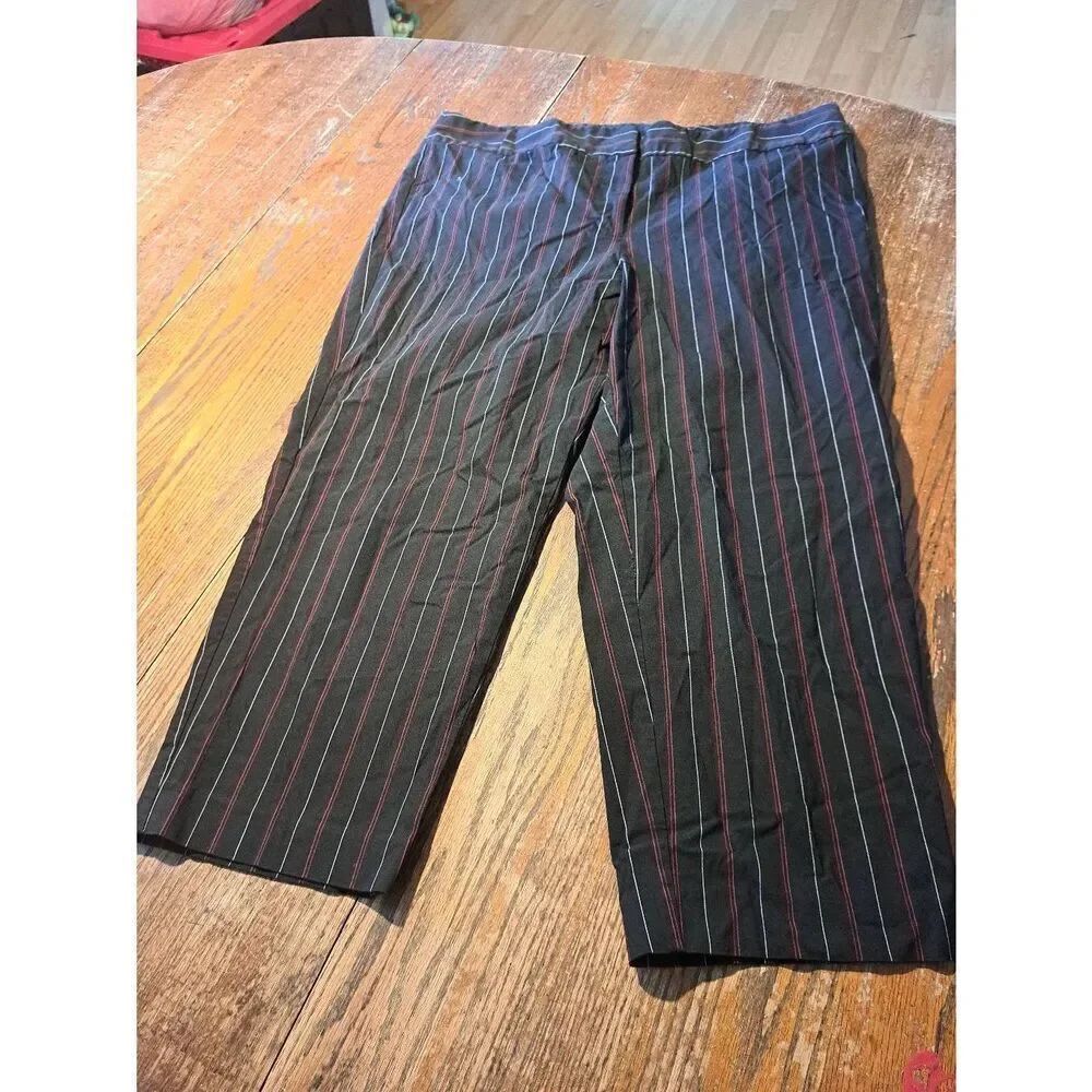 Size 20 Lane Bryant Capri Pants Black with White Red Pink Stripes Peddle Pushers